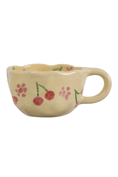 Benante Kiraz Motifli Seramik Kupa