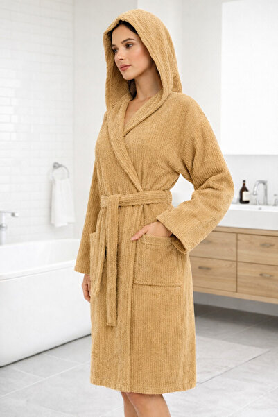 EMİLLİE 100% Cotton Export Surplus Striped Unisex Bathrobe