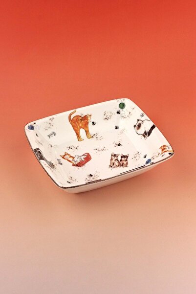 Bursa Porselen Dekor وعاء خزفي مربع للقطط