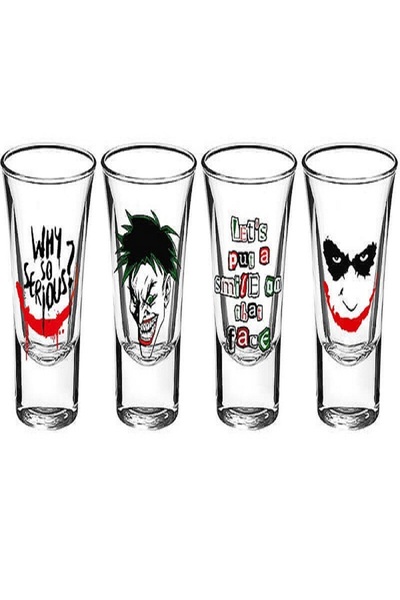 Gezginimport Joker Printed 4-Piece Glass Shot Glass Set