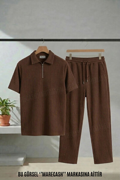 MARECASH Ottoman Baggy Tracksuit and Zippered Polo Shirt Set Short Sleeve Sum...