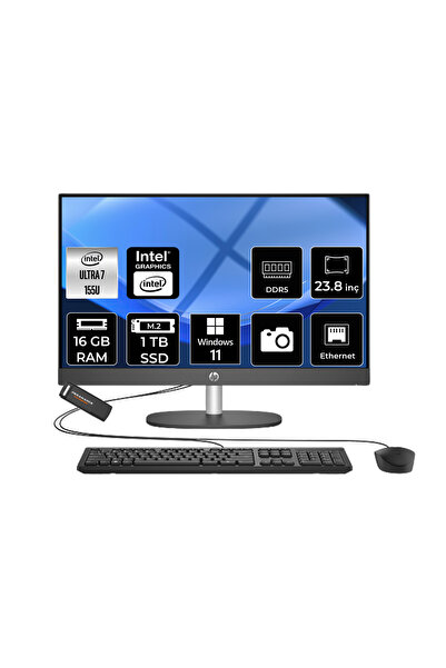HP ProOne 240 G10 Ultra 7 155U 16GB 1TB SSD 23.8" FHD W11P All in One Bilgisa...