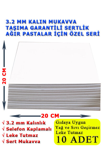 kutucum 21 X 21 cm Pasta Altlığı 10 ADET 3.2 mm Kalın Mukavva Beyaz