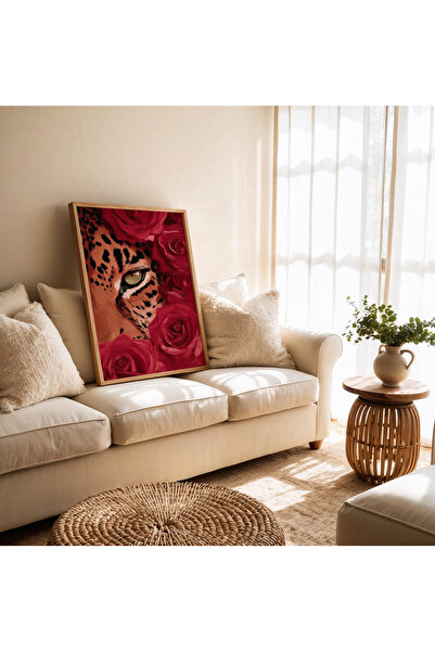Tuba Decor Tek Parça Ahşap Çerçeveli leopar gözü tablo