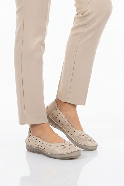 AYAKMOD Pantofi casual de damă Premium Bej piele naturală ergonomic 44401 Z