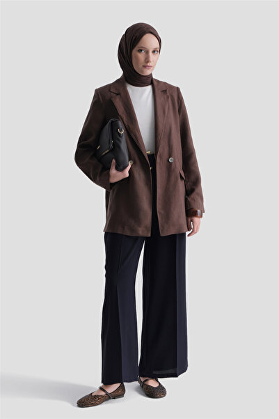 Armine Lastikli Pileli Pantolon Lacivert