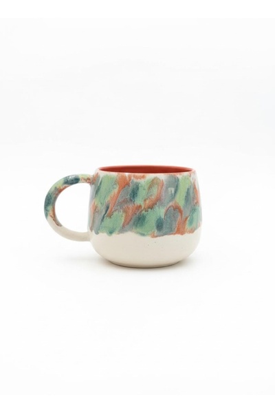 Nart El Yapımı Stoneware Seramik Kupa-Artistik Sırlı Tasarım Mug 360 ml