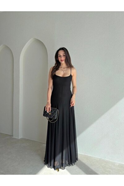 MOVELLA FASHİON New Season Maxi Dress with Adjustable Straps