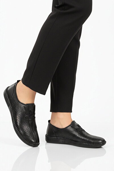 AYAKMOD Negru piele naturală ergonomic Pantofi casual de damă Premium 04034 Z