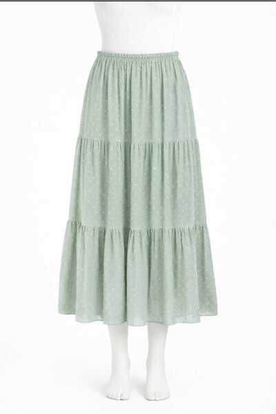 Nihomall20 Fusta din șifon pentru femei cu căptușeală cu cu buline straturi