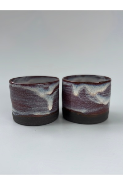 Begeli Ceramics and More El Yapımı Stoneware Kulpsuz İkili Kupa Seti