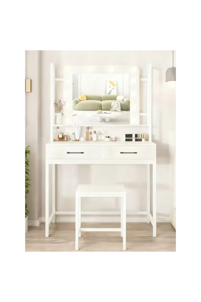 KEKE Makeup Vanity with Multiple Shelves and Drawers White
