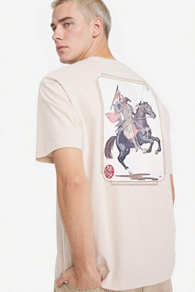 DeFacto 100% Cotton Boxy Fit Printed T-Shirt F8163Ax26Sp