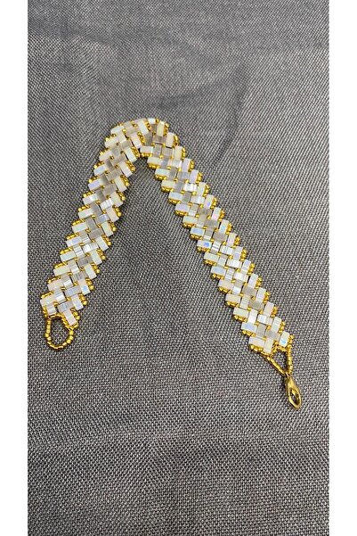 Butik Tila Boncuk Bileklik beyaz-gold