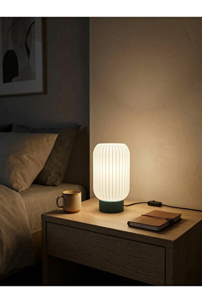 Frostblack Modern Minimal Dekoratif Abajur - Masa Lambası - Yatak Odası Gece ...