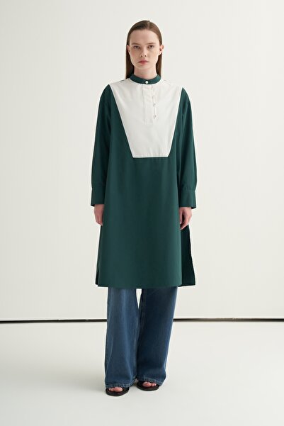 EBU Prive Γυναικείο τουνίκ με αντίθεση σε χρώμα καπιτονέ, σμαραγδί