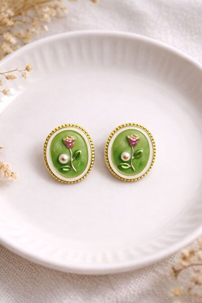 Nilsu Aksesuar Vintage Design Women's Earrings with Tulip Figures