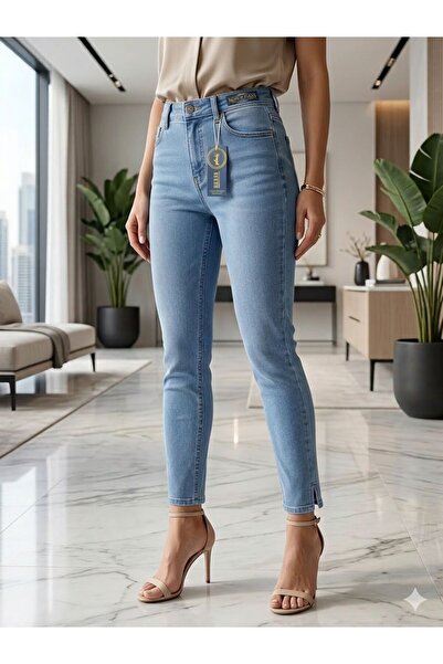 OwenLife بنطلون ريبى جانز بيلك ديه كاليب قماش قابل للتمدد من القماش بطول 93 سم