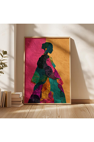 Tuba Decor Tablou abstract colorat cu ramă din lemn dintr-o singură bucată pe...