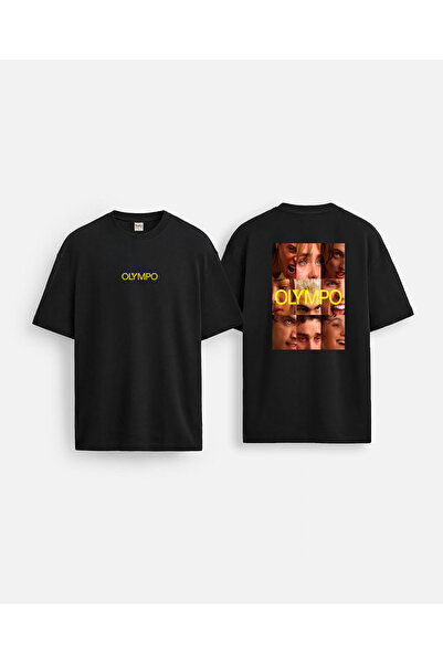 AYDESİGN Olympo Dizi cu imprimeu guler rotund Tricou negru tricou