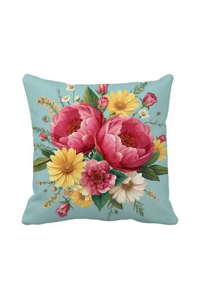 Queen Jera Spring Flowers Decorative Cushion Cover - 43X43 cm Reversible Mode...