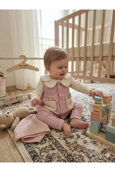 mini pakel organics Kazayağı desenli üçlü bebek takımı