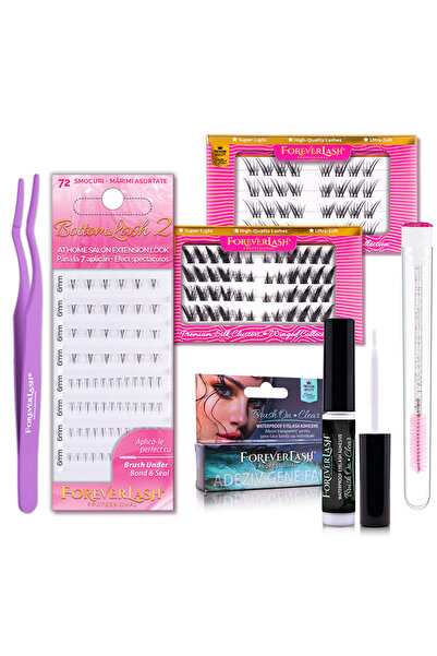 FOREVERLASH Set gene smocuri Winged cu Bottom Lashes, adeziv transparent si a...