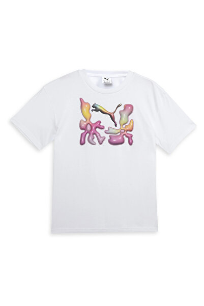 Puma Graphics Relaxed Çocuk Beyaz Günlük Stil T-Shirt 62987102