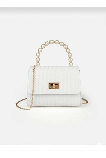 DYG STORE White Pearl Handle Chain Handbag