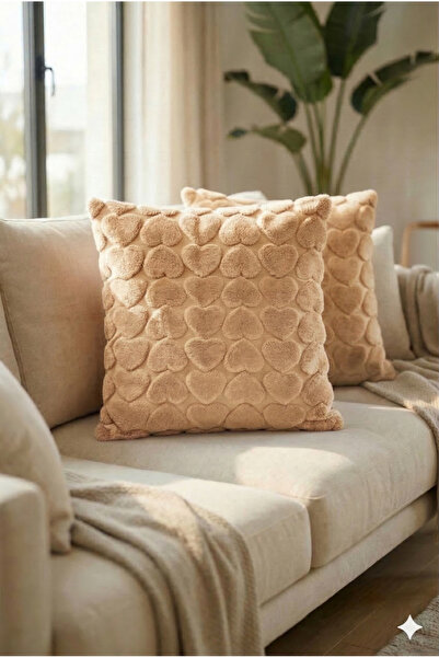 Miabella Home 2-Piece Plush Heart Patterned Throw Pillow Cover 45X45 cm |   Z...
