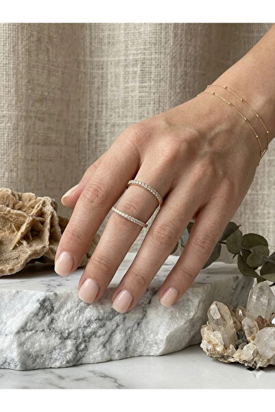 Dorvina Brass Women's Ring Vip Gold Color Zircon Stone 2 Ring Finger Accessor...