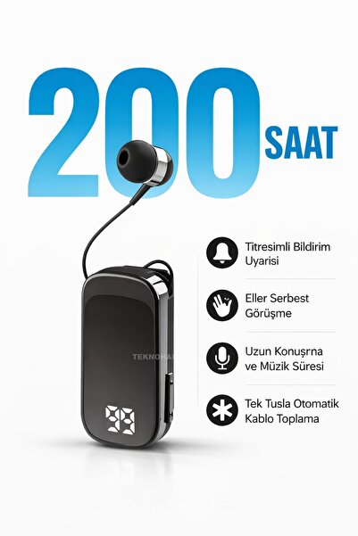 TEKNOHANE Makaralı Kulaklık Bluetooth 6.0 Titreşimli Hızlı Şarjlı 20 Saat Kon...