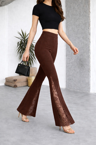 ÇEÇİM Women's Spanish Leg-Cut Tights with Lace Details Nsa-58100