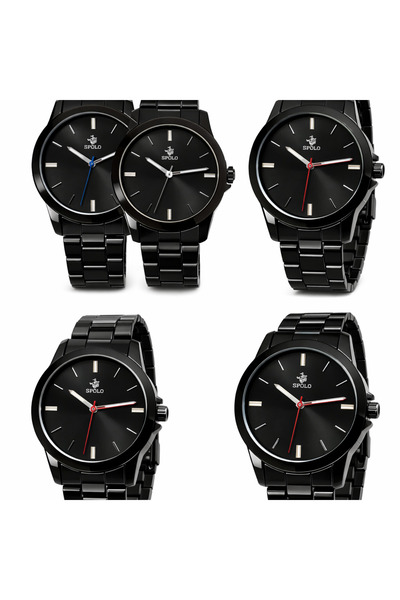 SPOLO Erkek Kol Saati Siyah Metal Kordon Analog Quartz Minimal Tasarım Şık Er...