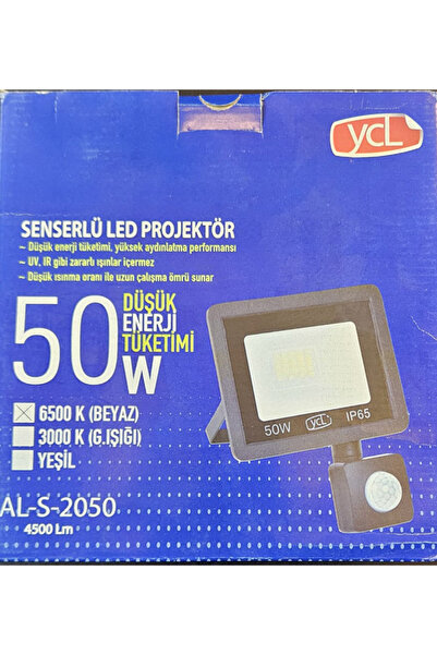 YCL Yücel AL-S 2050 50 Watt Sensörlü Led Projektör Beyaz Işık