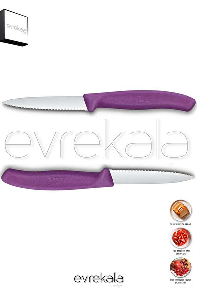 Victorinox Evrekala Mor Bıçak Seti 2'li Tırtıklı Soyma Bıçağı -Yetkili Evreka...