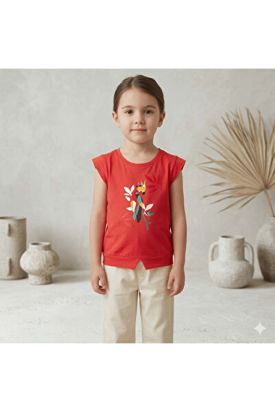 onymino Girl's T-Shirt Digital Parrot Printed Sleeveless Stylish Design