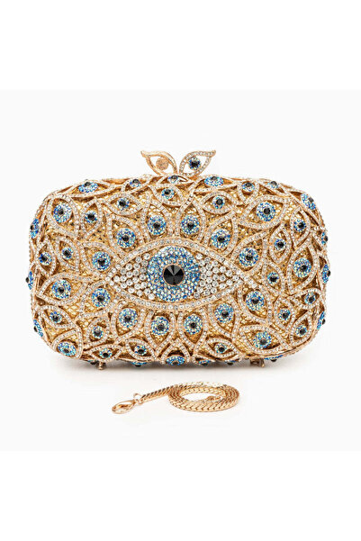 Just Pretty Corner Luxury Evil Eye Crystal Embellished Evening Clutch Bag – G...
