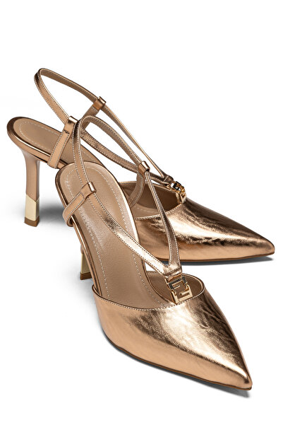 VİRELLA Kadın Abiye Topuklu Ayakkabı 9 Cm İnce Topuk Sivri Burun Arkası Açık ...