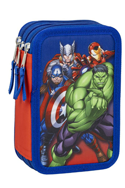 AVENGERS Pencil case equipped with 43 Giotto pieces, 3 compartments, Blue