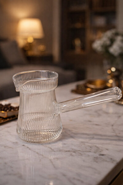 MAKRİ HOME Heat Resistant Glass Coffee Pot Striped 400 Ml, 10 cm Height, Glas...