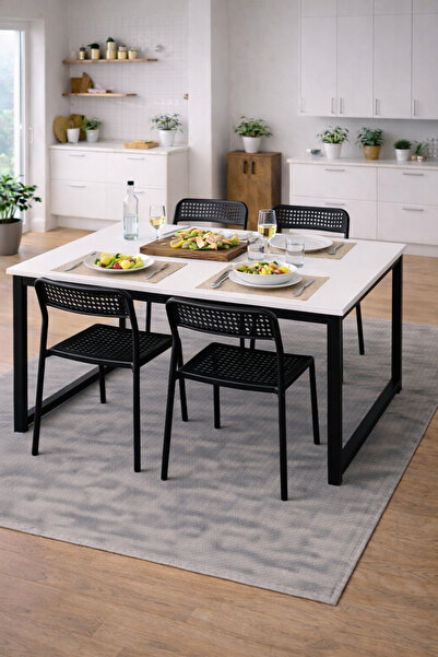 Flinder 5'li Mutfak Masa Takımı, 4 Sandalye ve 1 Masa, Yemek Odası, Bahçe Tak...