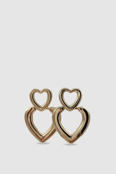 Wuclo Interlocking Double Heart Shaped Gold Bijouterie Earrings