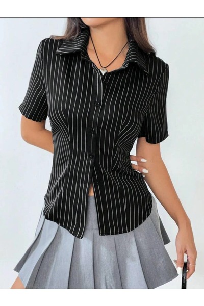 Gofeel Striped Slim Fit Women's Short Sleeve Shirt