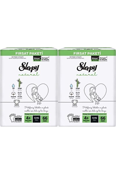 Sleepy Bebek Bezi Naturel Beden:4+ (9-16KG) Maxi Plus 132 Adet Ekonomik Fırsa...