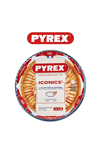 Pyrex Bake&Enjoy 28cm Round Flan Dish - 1.6L Borosilicate Glass for Perfect S...