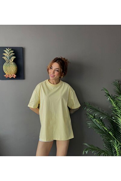 Butik Women's Oversized Basic T-Shirt – Relaxed Fit Pack of Cotton Casual T-S...