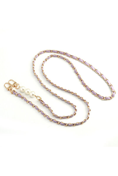 Choice Purple Phone Lanyard Women's Long Leather Woven Metal Chain With Pearl...