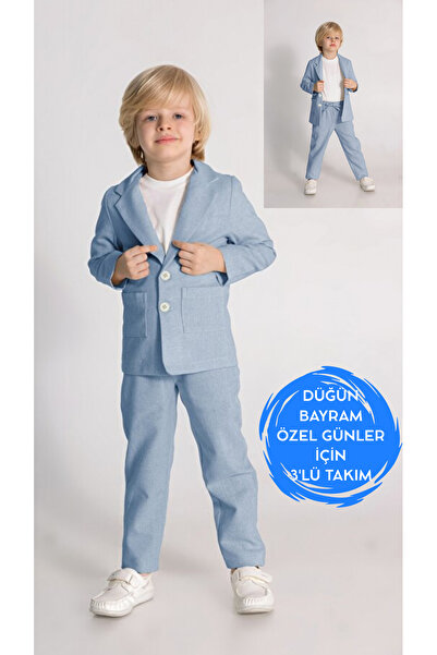 DMB BOYS & GIRLS Premium Linen Boys' 3-Piece Suit