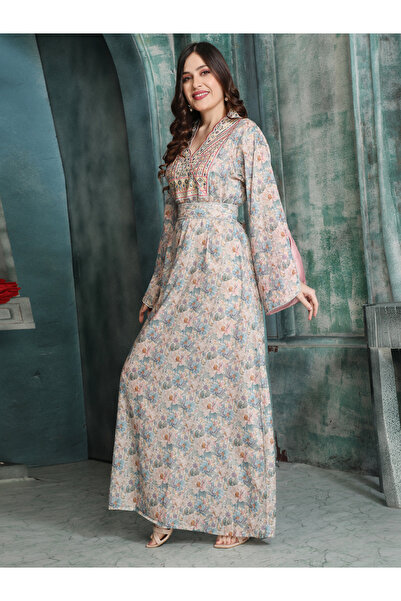 Maxim Creation By Styli جلابية مطرزة بخيوط متعددة الألوان بنقوش بنقشة زهور